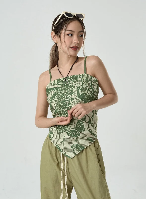 Fantastic Savings Leaves Scarf Cami Top CU6