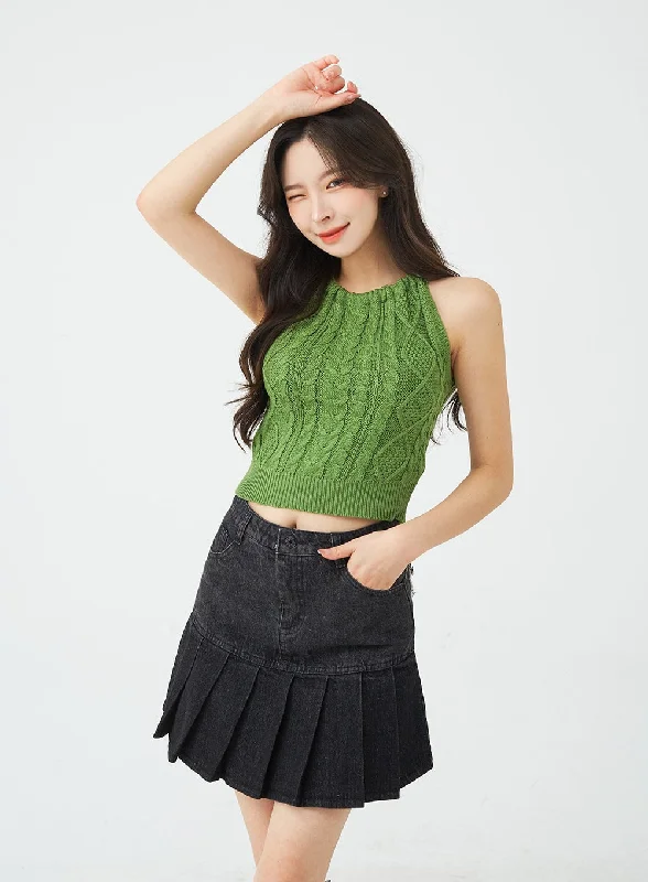 Epic Value Cable Knitted Halterneck Sleeveless BG02