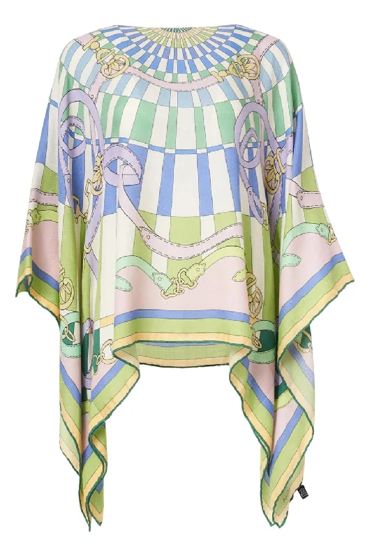 Unmissable Sale Printed Silk Poncho