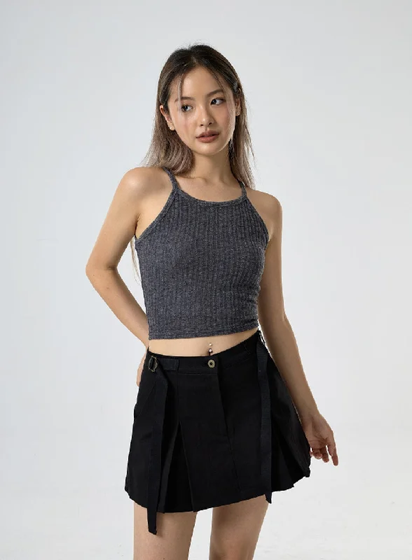 Discount Mania Ribbed Halter Neck Sleeveless Top CG25
