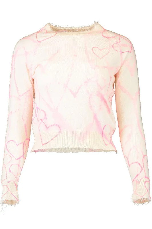 Weekend Offers That Tempt Heart Print Crewneck - Cream