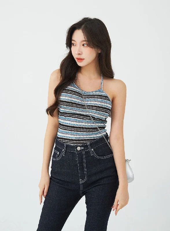 Exclusive Deal Mixed Color Halter Neck Sleeveless Top BG01
