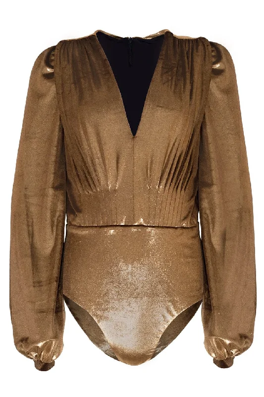 Hot Buy Metallic Velvet Plunge Bodysuit