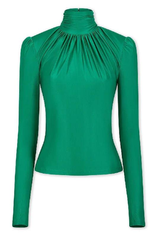 Super Bargain Gathered Turtleneck - Emerald