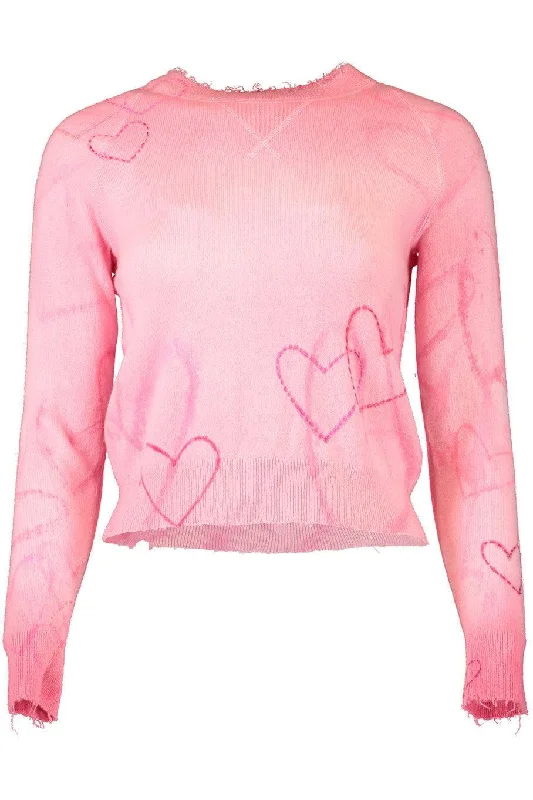 Weekend Bargains to Love Heart Print Crewneck - Pink