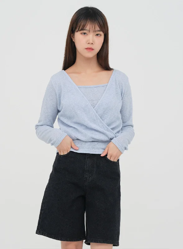 Quick Deals Wrap Knit and Cami Set #OU-A2412017
