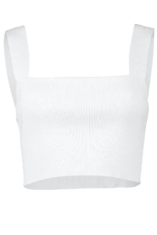 Overstock Sale Ivory Ribbed Tank