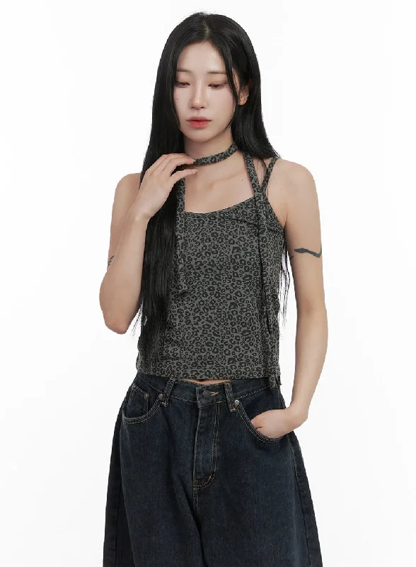 Special Buy Leopard Print Crop Cami & Scarf CD404