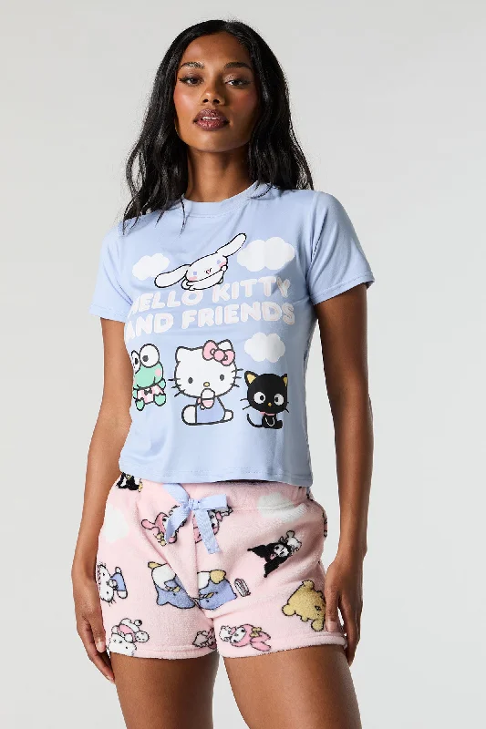 Weekend Savings Spectacle Hello Kitty n Friends T-Shirt and Plush Short 2 Piece Pajama Set