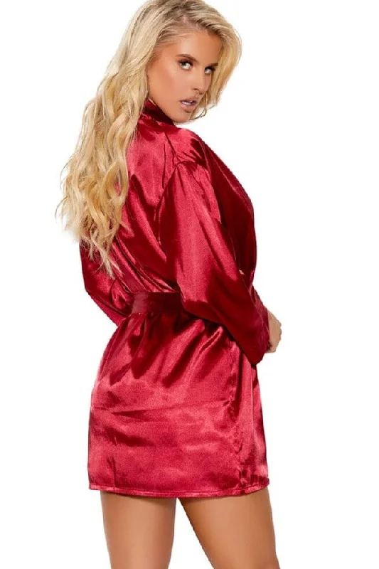 Big Deal Charmeuse Kimono 3/4 Sleeves Robe With Belt