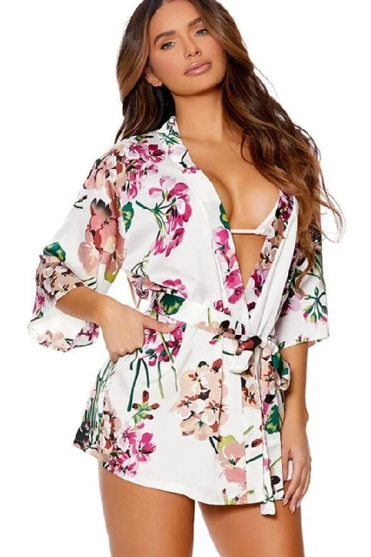 Limited Supply Charmeuse Kimono 3/4 Sleeves Robe With Belt