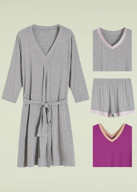 Weekend Bargains to Enjoy Women's 4 Piece Bamboo Viscose Pajama Set and Nightgown with Robe Weekend Bargains to Enjoy Women's 4 Piece Bamboo Viscose Pajama Set and Nightgown with Robe