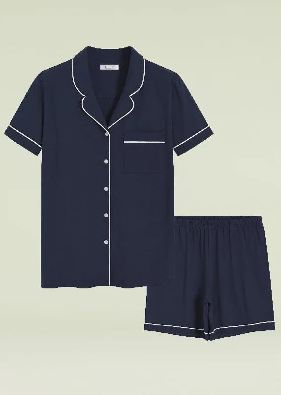 Great Deal Women's Cotton Button Up Pajama Shirt Sleep Shorts Lounge Set