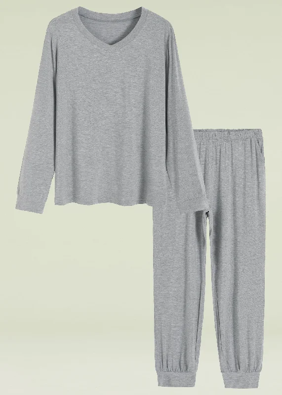 Year-End Clearance Women's Bamboo Viscose Long Sleeves Top Jogger Pants Pajamas Set