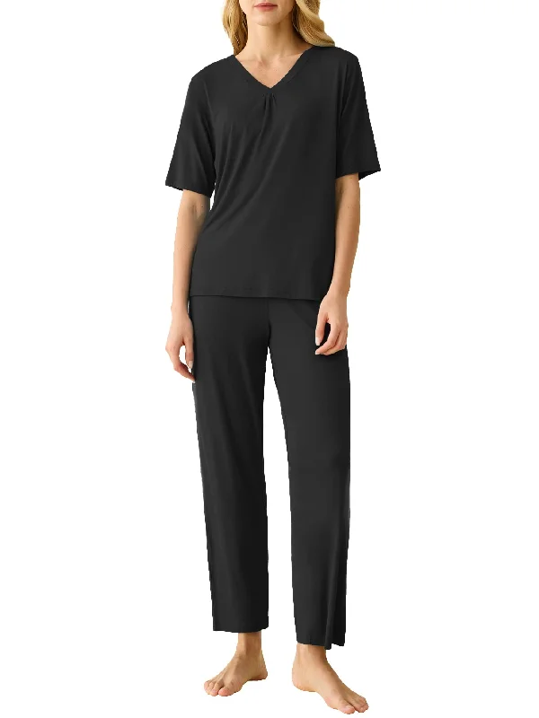 Weekend Discounts to Relish Women's Bamboo Viscose Pajama Set V-Neck Top Lounge Pants with Pockets Weekend Discounts to Relish Women's Bamboo Viscose Pajama Set V-Neck Top Lounge Pants with Pockets
