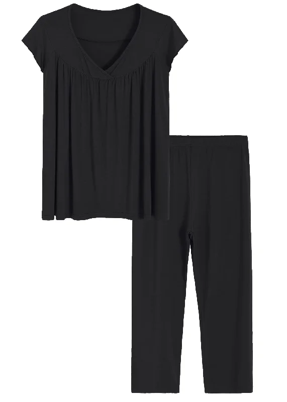 Weekend Savings Bonanza Women's Bamboo Viscose Cap Sleeves Top and Pants Lounge Pajamas Set Weekend Savings Bonanza Women's Bamboo Viscose Cap Sleeves Top and Pants Lounge Pajamas Set