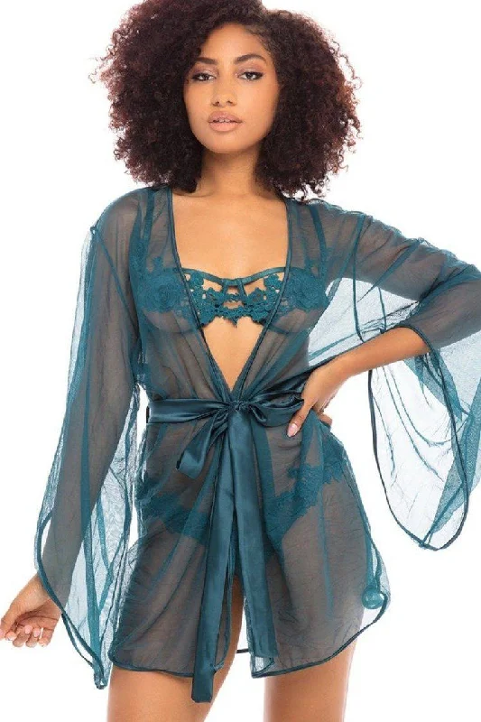 Unbeatable Deal Short Tulle Embriodered Robe