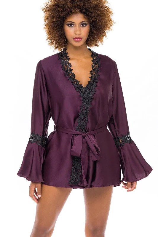 Major Deal Charmeuse Robe With Bell Sleeves