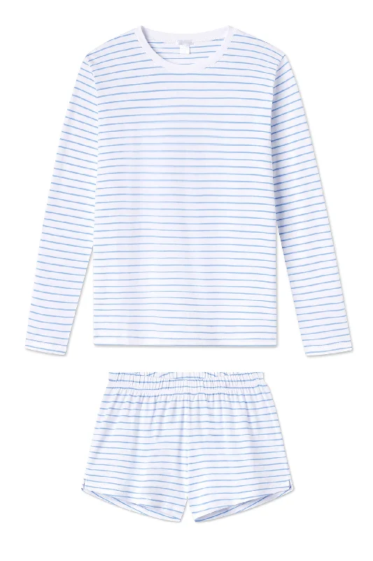 The Best Prices Pima Crew Long-Short Set in Baltic Blue