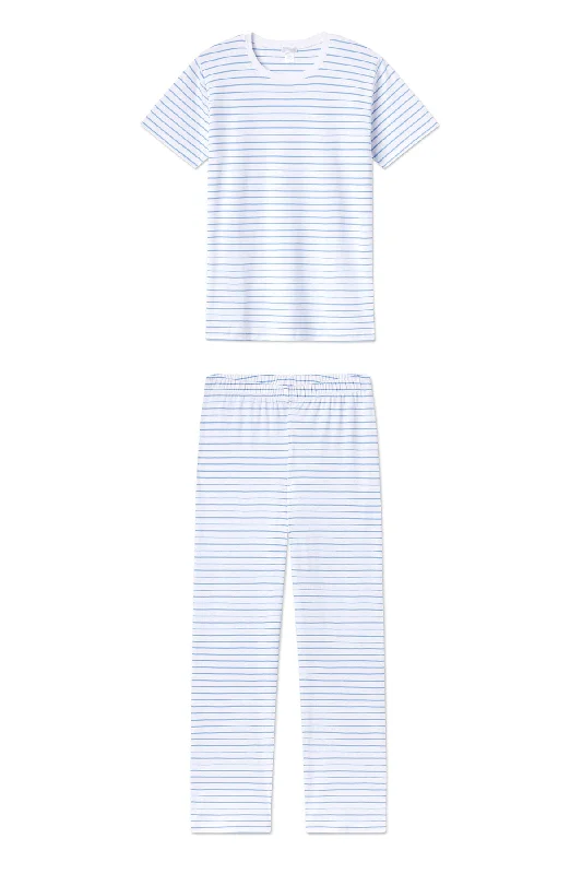 Super Deal Pima Crew Short-Long Set in Baltic Blue