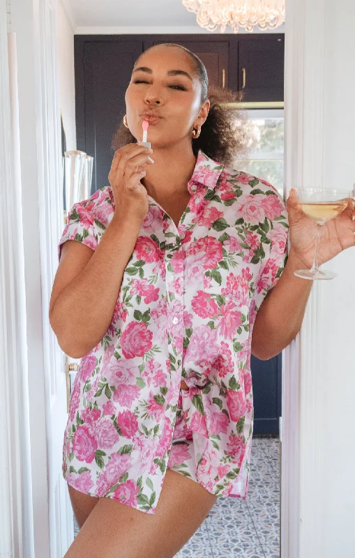 Weekend Bargains to Grab Best Day Button Up ~ Cottage Floral Pink