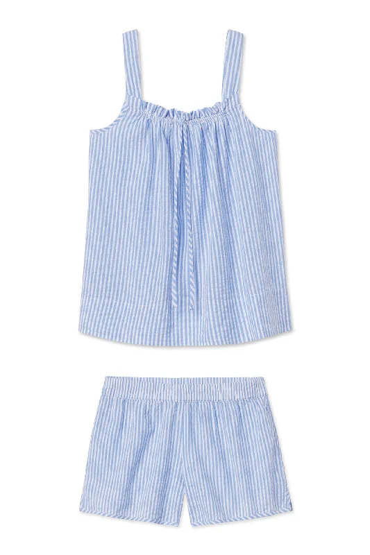 Celebrate the Weekend with Discounts Alice Shorts Set in Blue Seersucker