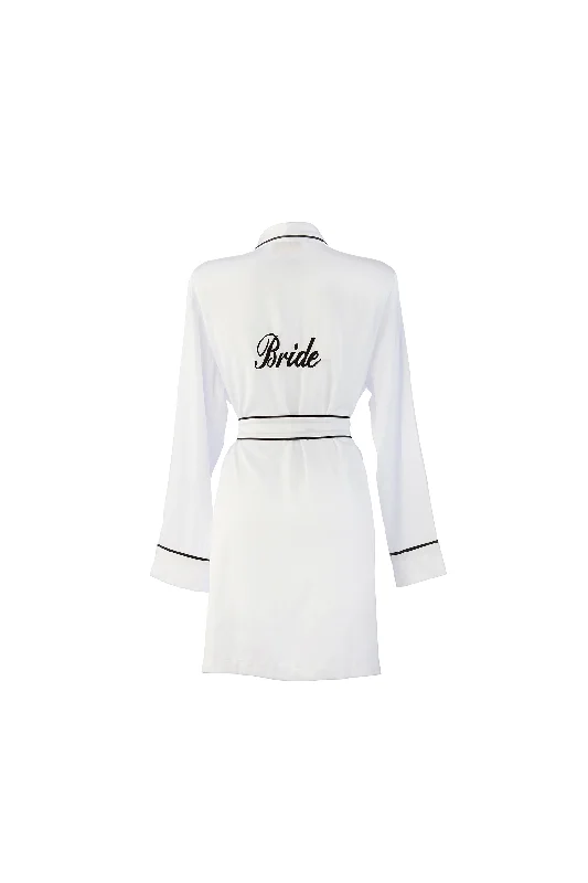 Personalised Bridal Satin Dressing Gown Robe - White / Bride