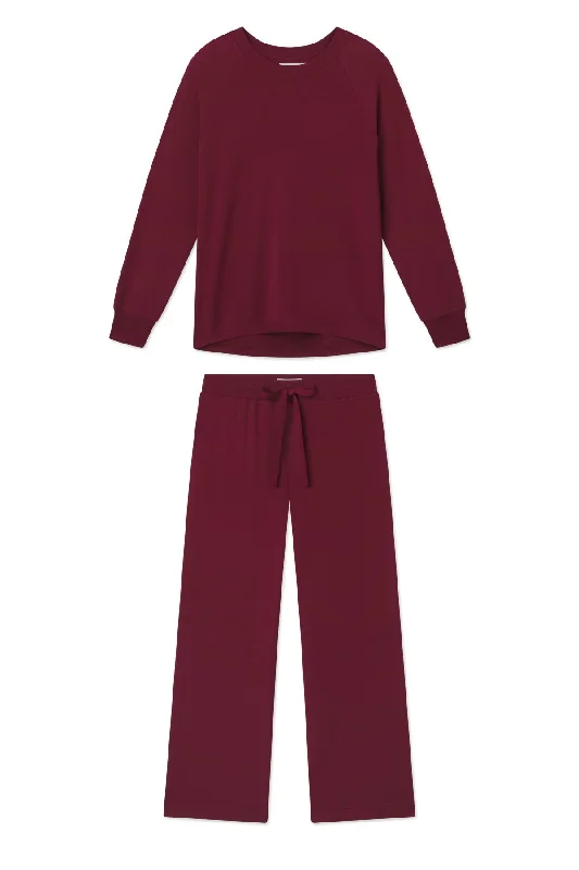 New Deal Relax Pants Set in Burgundy