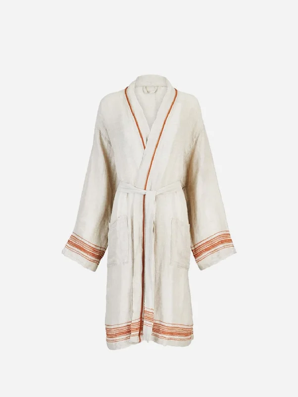 Instant Deal Ceren Linen & Cotton Vegan Lounge Gown | Ink or Tan