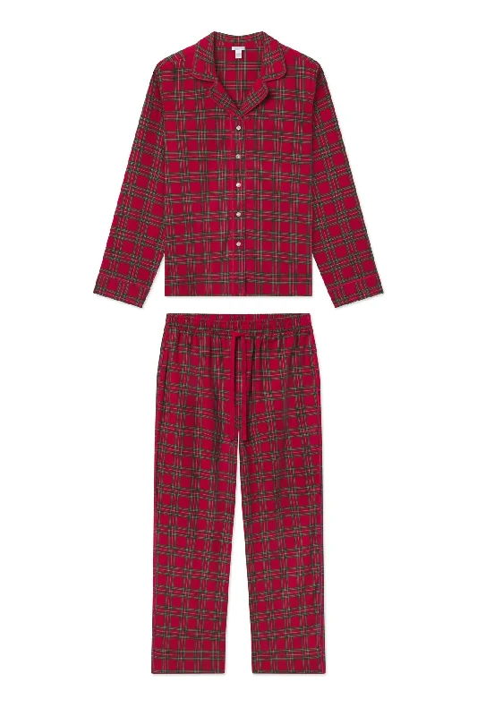 Weekend Bargains to Savor Flannel Pants Set in Classic Red Holiday Tartan