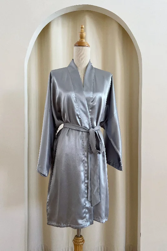 Classic Silk Robe (Grey)