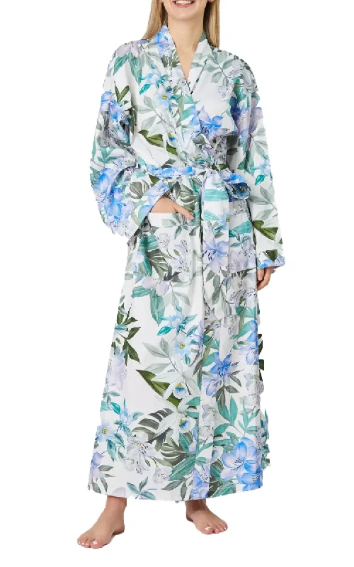 Low Cost Sanctuary Studio 100% Cotton Sateen Long Sleeve Robe Nymph Blue