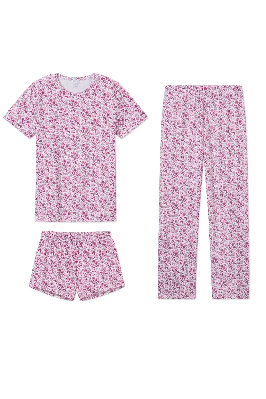 Act Fast Pima Crew Bundle in Dahlia Garden Floral