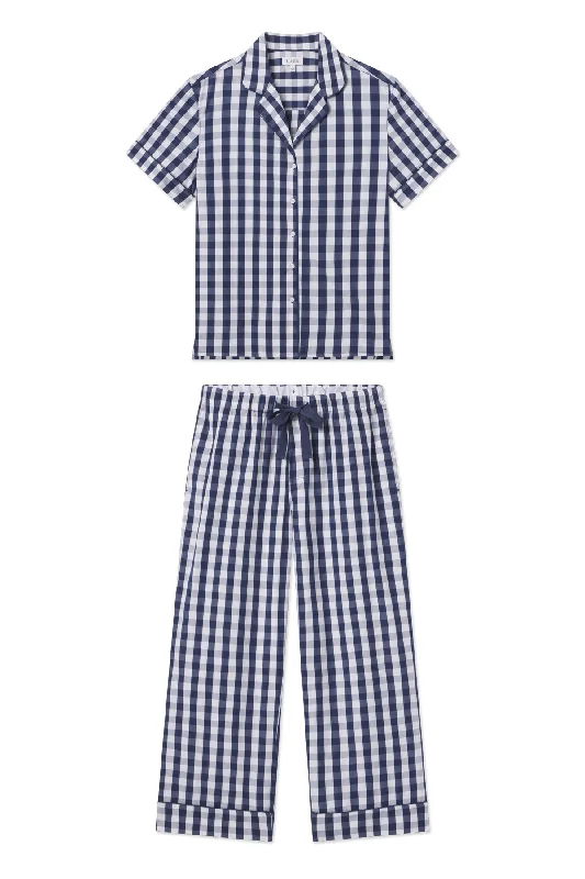 Time-Limited Offer Poplin Chloe Pajama Set in Deep Navy Large Gingham