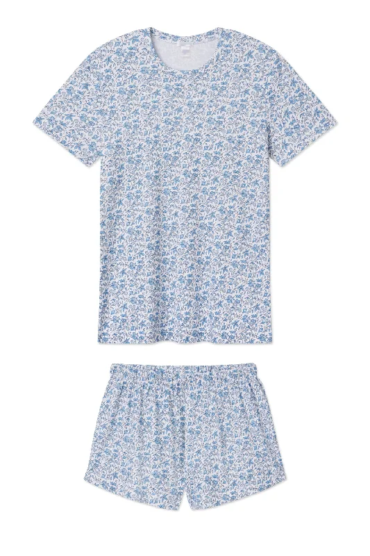 Weekend Offers That Dazzle Pima Crew Shorts Set in Delft Blue Garden Floral