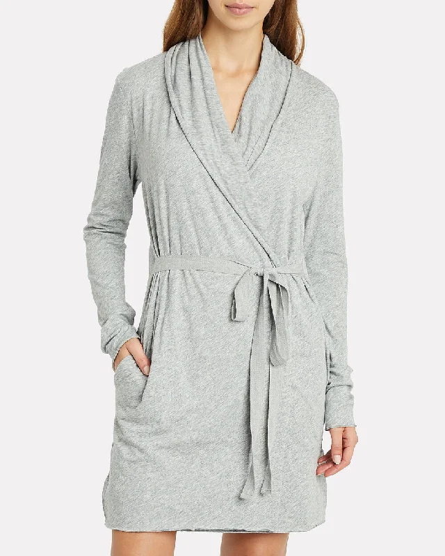 Weekend Shopping Bliss Double Layer Cotton Wrap Robe in Heather Grey