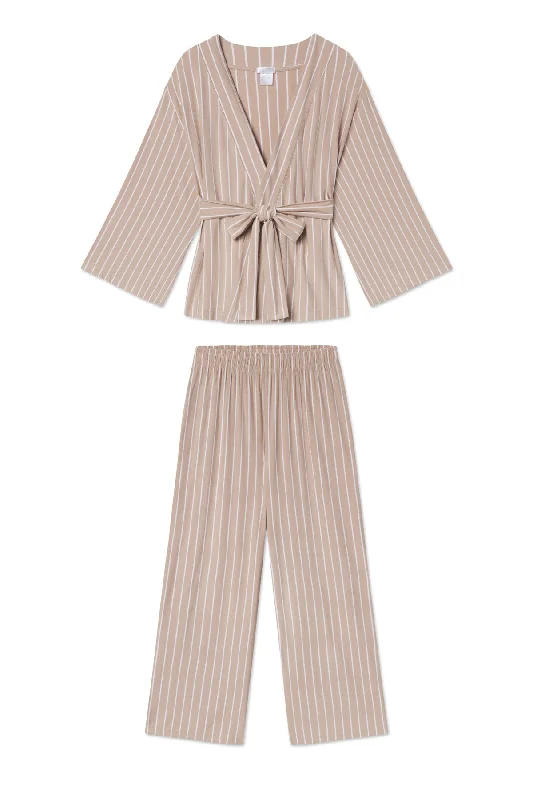 Overstock Sale DreamModal Kimono Pajama Set in Driftwood Stripe