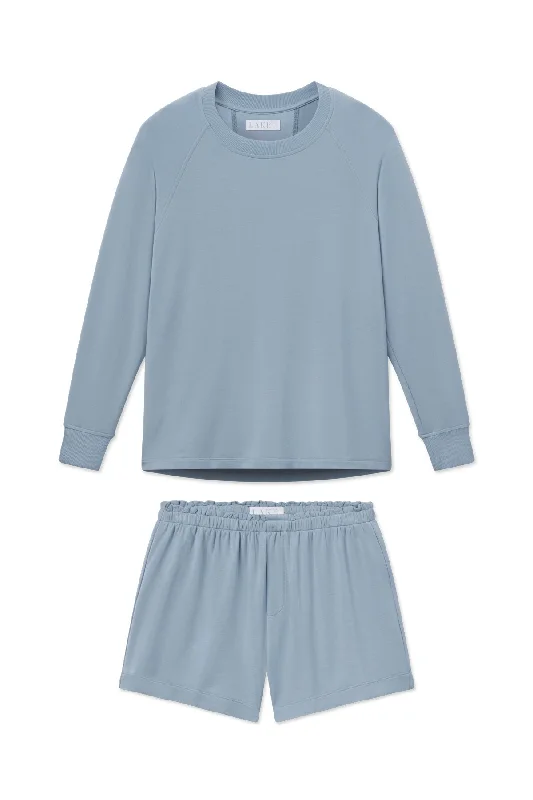 Savings Galore Relax Shorts Set in Dusty Blue