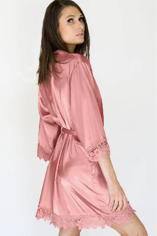 Overstock Clearance Dusty Rose Lila Lace Bridal Robe
