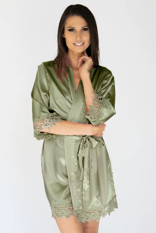Unbeatable Prices Dusty Sage Lila Lace Bridal Robe