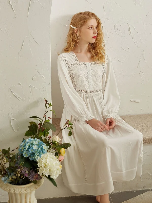 Limited Offer Emmaline Contrast Lace Tie Back Flounce Sleeve Night Dress (S-L)