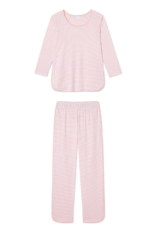 Weekend Offers That Please Pima Long-Long Set in English Rose Stripe