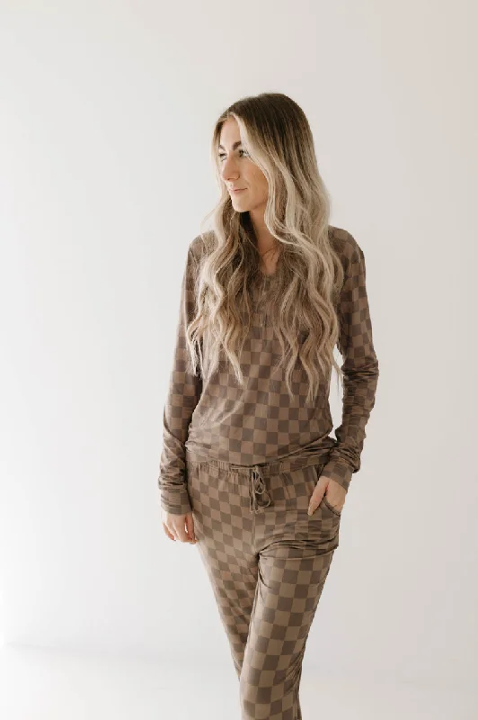 Weekend Deals That Sparkle Faded Brown Checkerboard | Women's Bamboo Pajamas