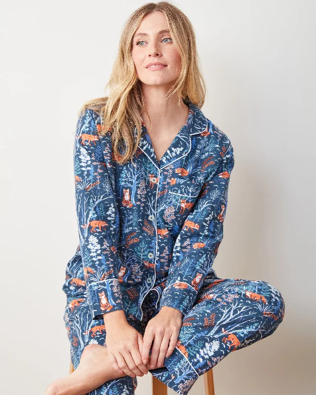 Weekend Deals That Excite Fox & Folklore - Flannel Long PJ Set - Indigo