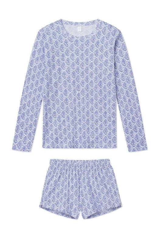 Special Buy Pima Crew Long-Short Set in French Navy Medallions