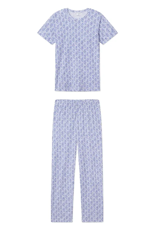 Weekend Deals That Excite Pima Crew Short-Long Set in French Navy Medallions