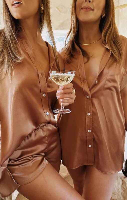 Weekend Specials Just for You Glam Time Shorts ~ Copper Luxe Satin