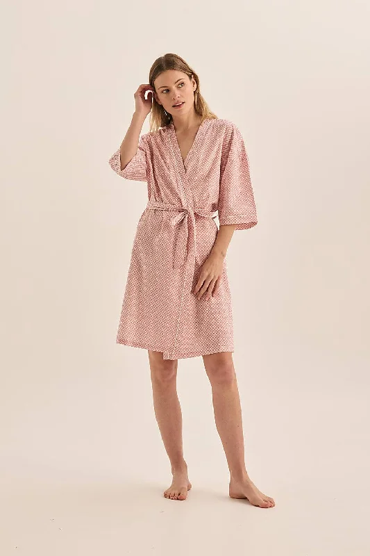 Indigo Pink Diamond Cotton Robe