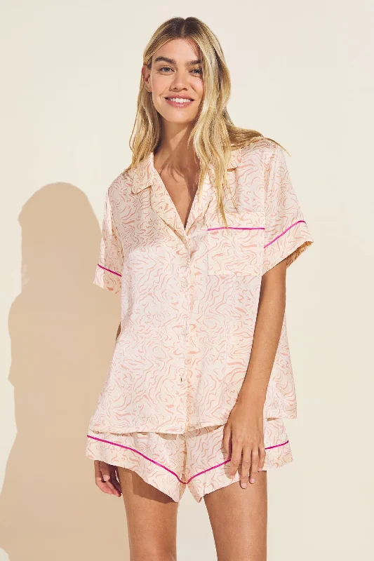 Weekend Discounts to Delight Inez Washable Silk Printed Short PJ Set