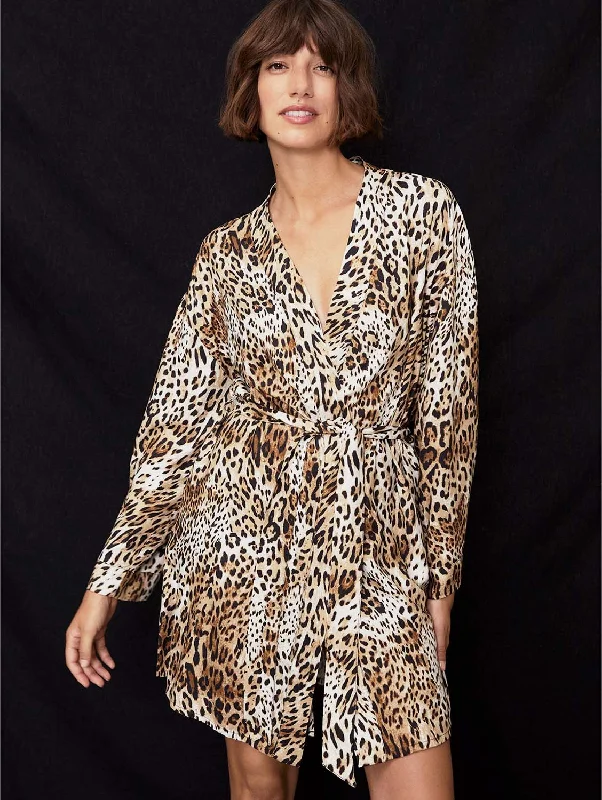 Stock Up Inu LENZING™ ECOVERO™ Robe | Natural Leopard